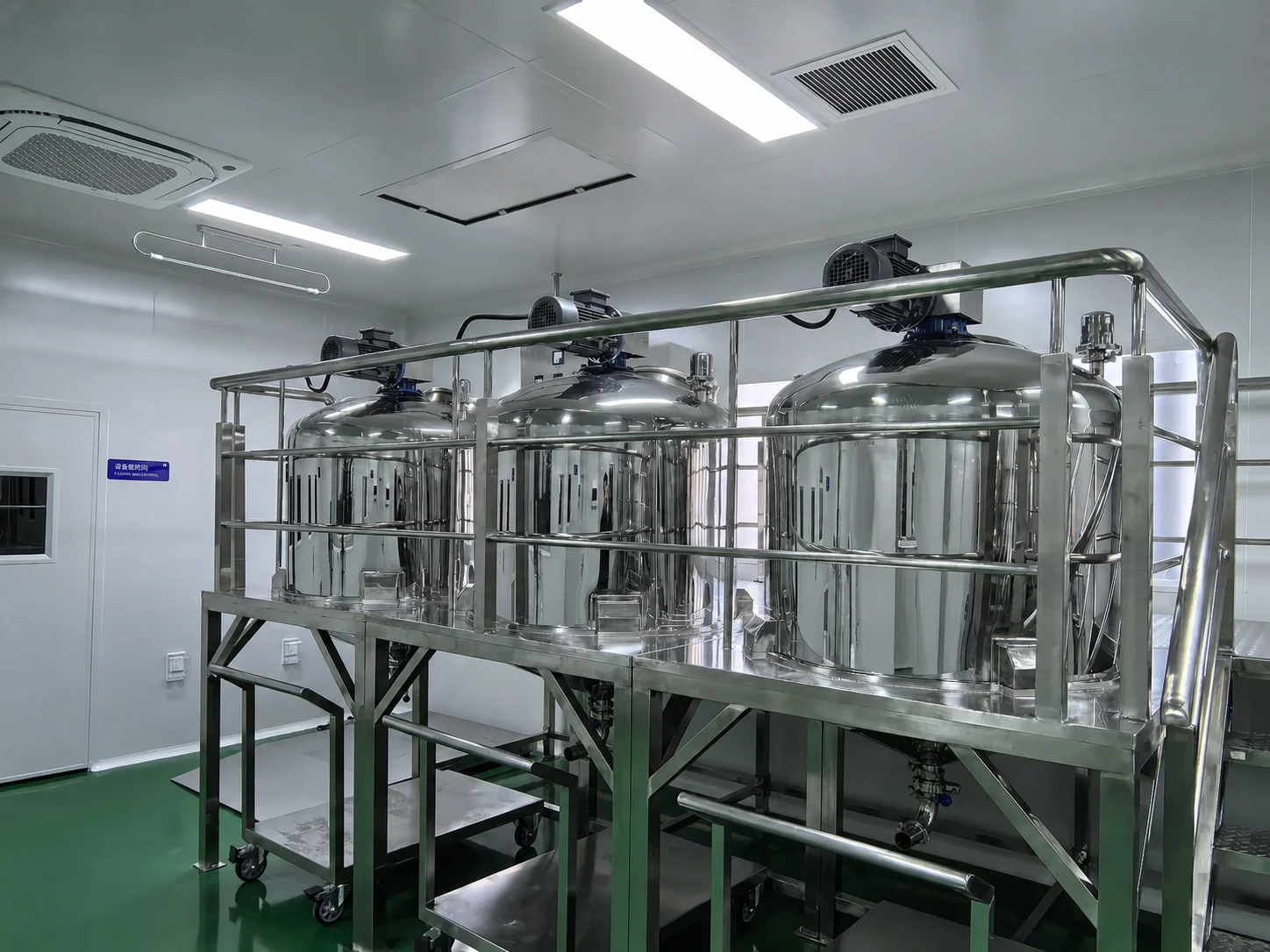 Stainless-steel mixing equipment inside the flavor workshop